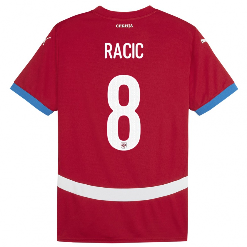 Kandiny Enfant Maillot Serbie Uros Racic #8 Rouge Tenues Domicile 24-26 T-Shirt