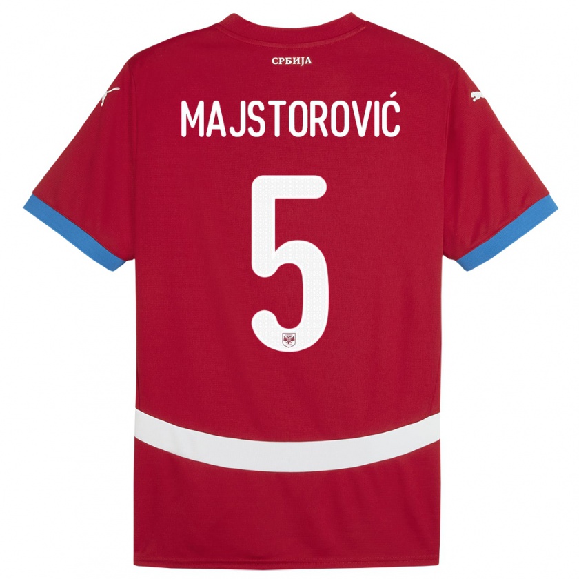 Kandiny Enfant Maillot Serbie Milan Majstorovic #5 Rouge Tenues Domicile 24-26 T-Shirt