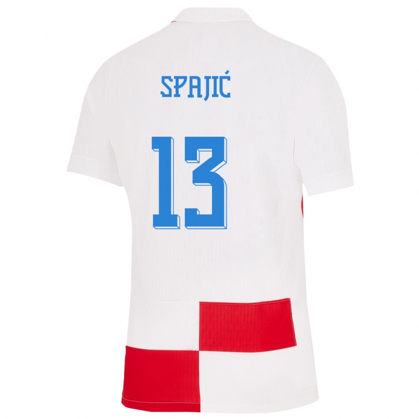 Kandiny Enfant Maillot Croatie Helena Spajic #13 Blanc Rouge Tenues Domicile 24-26 T-Shirt