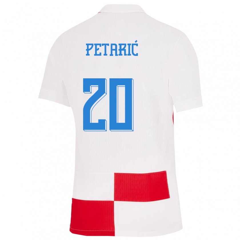 Kandiny Enfant Maillot Croatie Nika Petaric #20 Blanc Rouge Tenues Domicile 24-26 T-Shirt