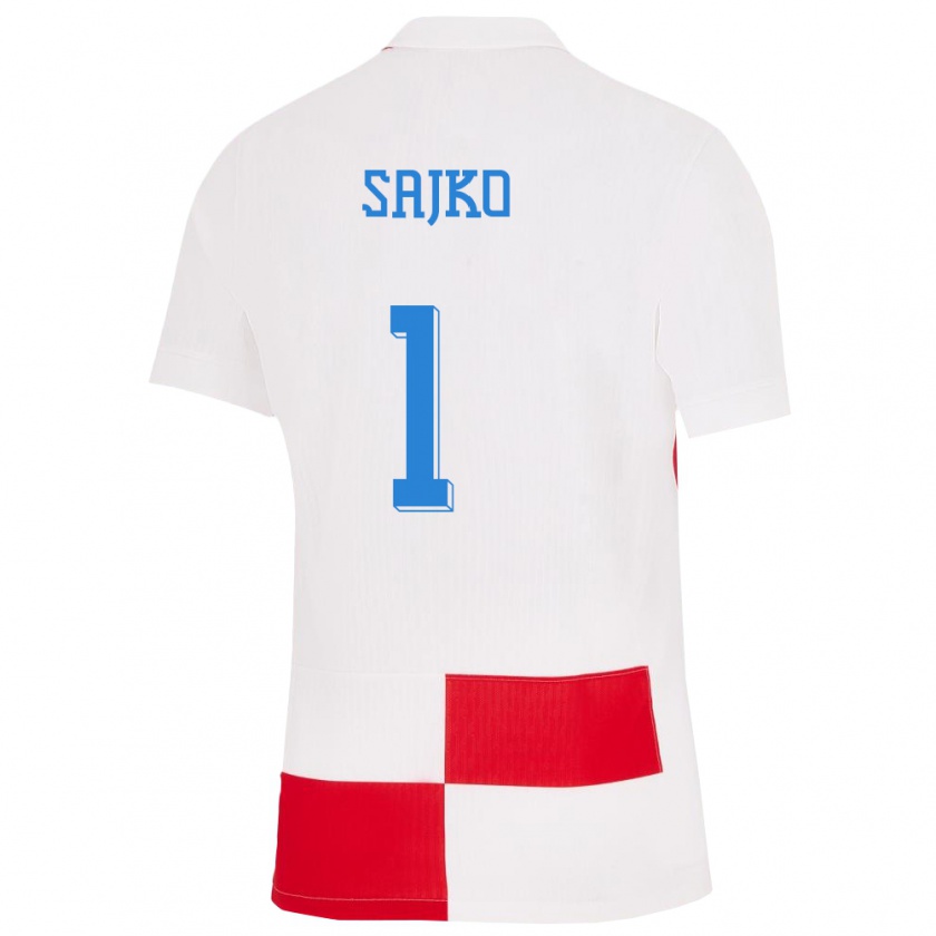 Kandiny Enfant Maillot Croatie Tin Sajko #1 Blanc Rouge Tenues Domicile 24-26 T-Shirt