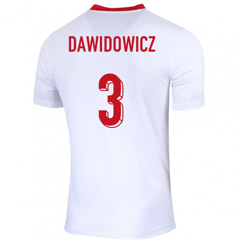 Kandiny Enfant Maillot Pologne Pawel Dawidowicz #3 Blanc Tenues Domicile 24-26 T-Shirt