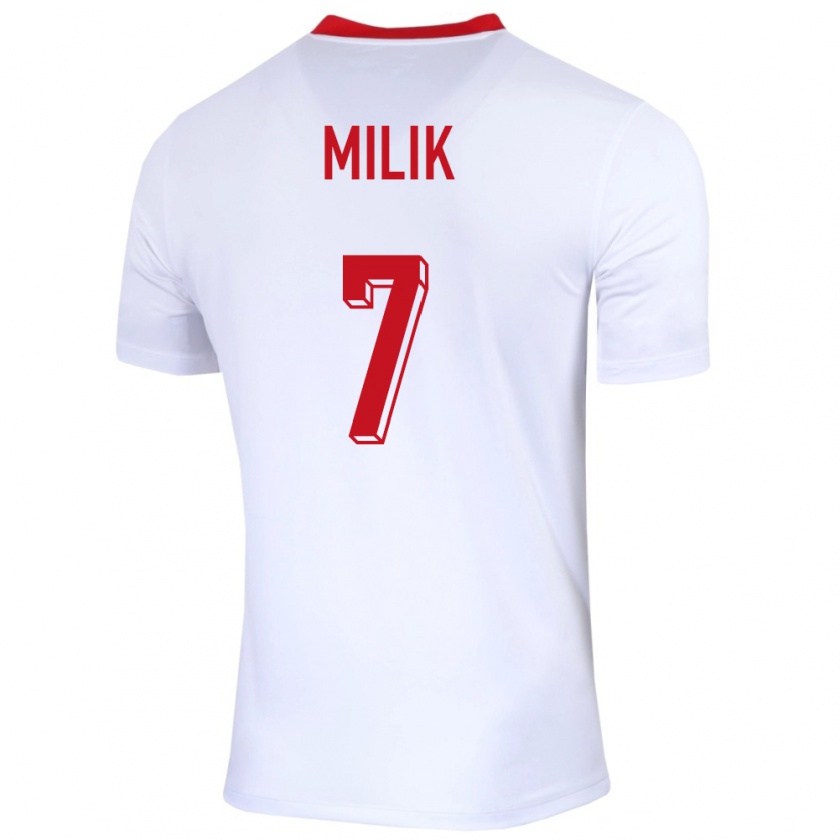 Kandiny Enfant Maillot Pologne Arkadiusz Milik #7 Blanc Tenues Domicile 24-26 T-Shirt