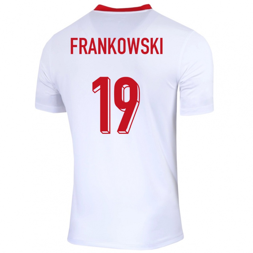 Kandiny Enfant Maillot Pologne Przemyslaw Frankowski #19 Blanc Tenues Domicile 24-26 T-Shirt