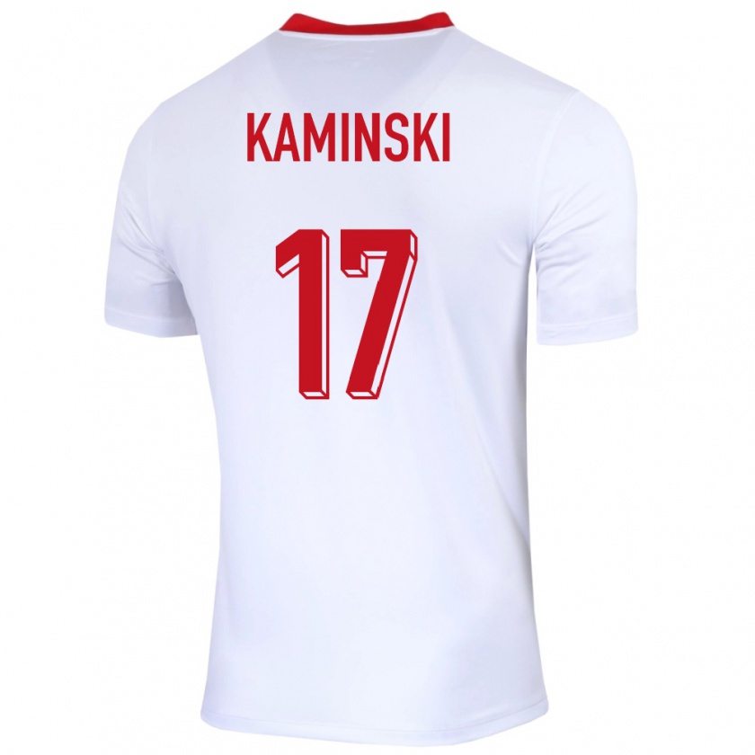 Kandiny Enfant Maillot Pologne Jakub Kaminski #17 Blanc Tenues Domicile 24-26 T-Shirt