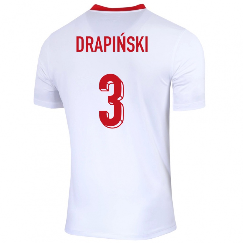 Kandiny Enfant Maillot Pologne Igor Drapinski #3 Blanc Tenues Domicile 24-26 T-Shirt