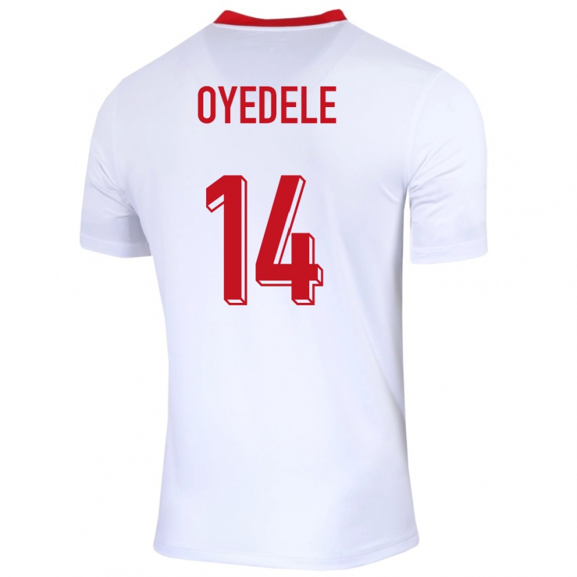 Kandiny Enfant Maillot Pologne Maximillian Oyedele #14 Blanc Tenues Domicile 24-26 T-Shirt