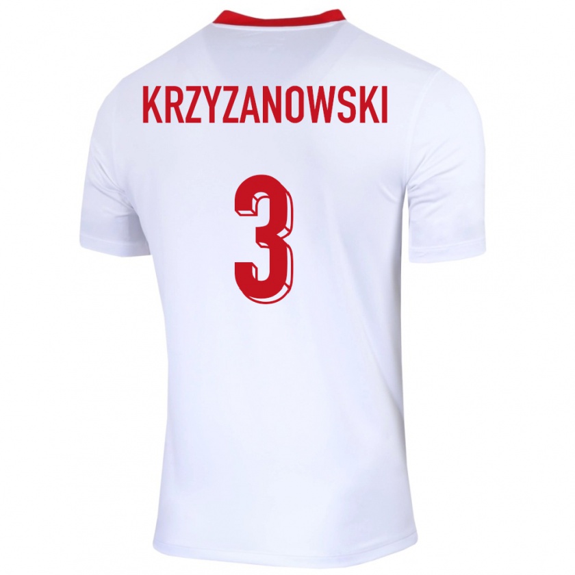 Kandiny Enfant Maillot Pologne Jakub Krzyzanowski #3 Blanc Tenues Domicile 24-26 T-Shirt