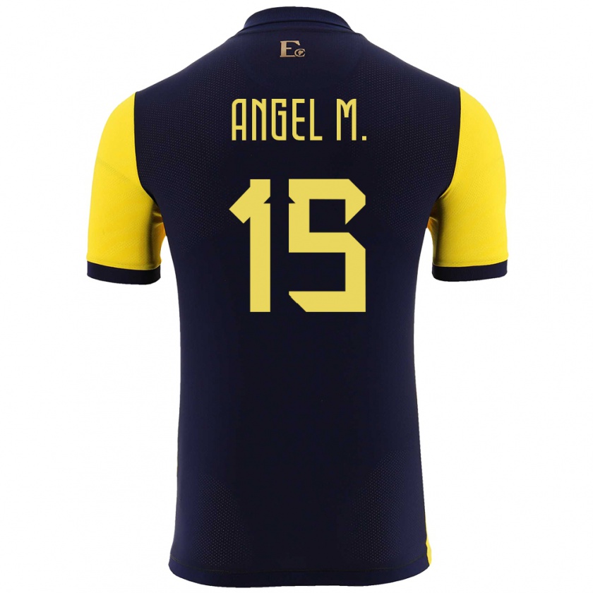 Kandiny Enfant Maillot Équateur Angel Mena #15 Jaune Tenues Domicile 24-26 T-Shirt