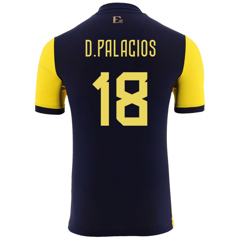 Kandiny Enfant Maillot Équateur Diego Palacios #18 Jaune Tenues Domicile 24-26 T-Shirt