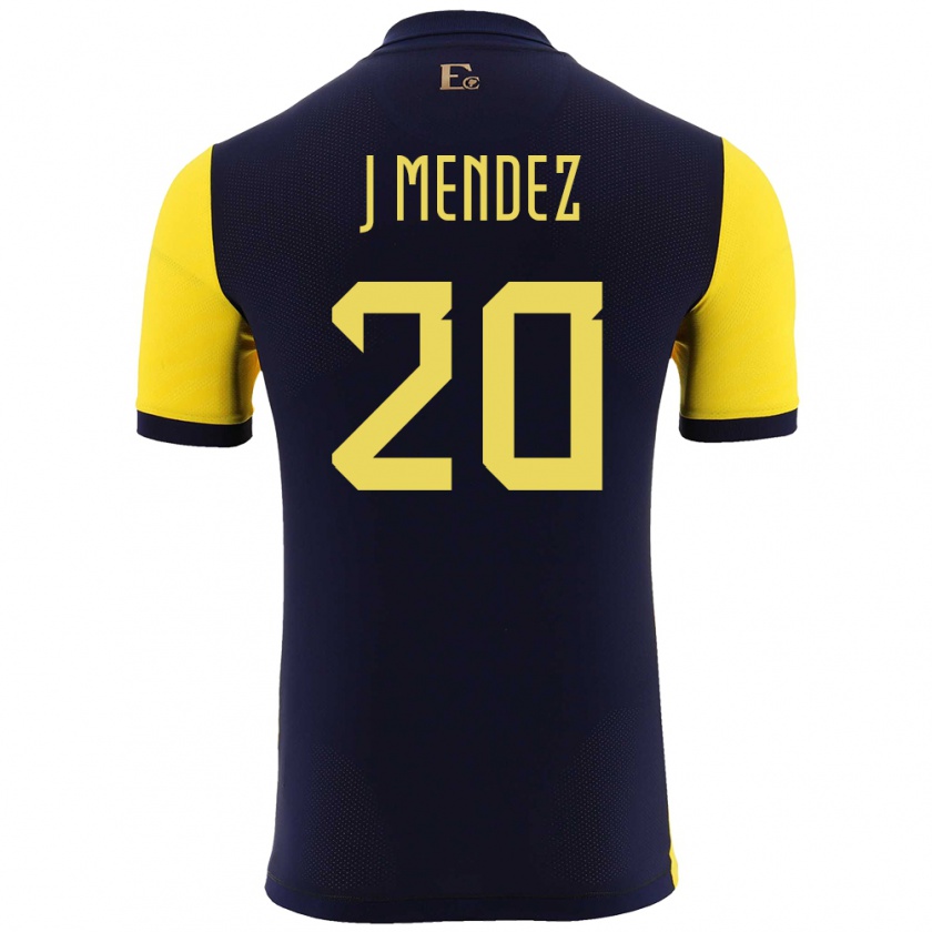 Kandiny Enfant Maillot Équateur Jhegson Mendez #20 Jaune Tenues Domicile 24-26 T-Shirt