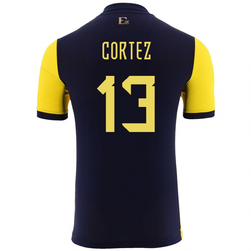 Kandiny Enfant Maillot Équateur Steven Cortez #13 Jaune Tenues Domicile 24-26 T-Shirt