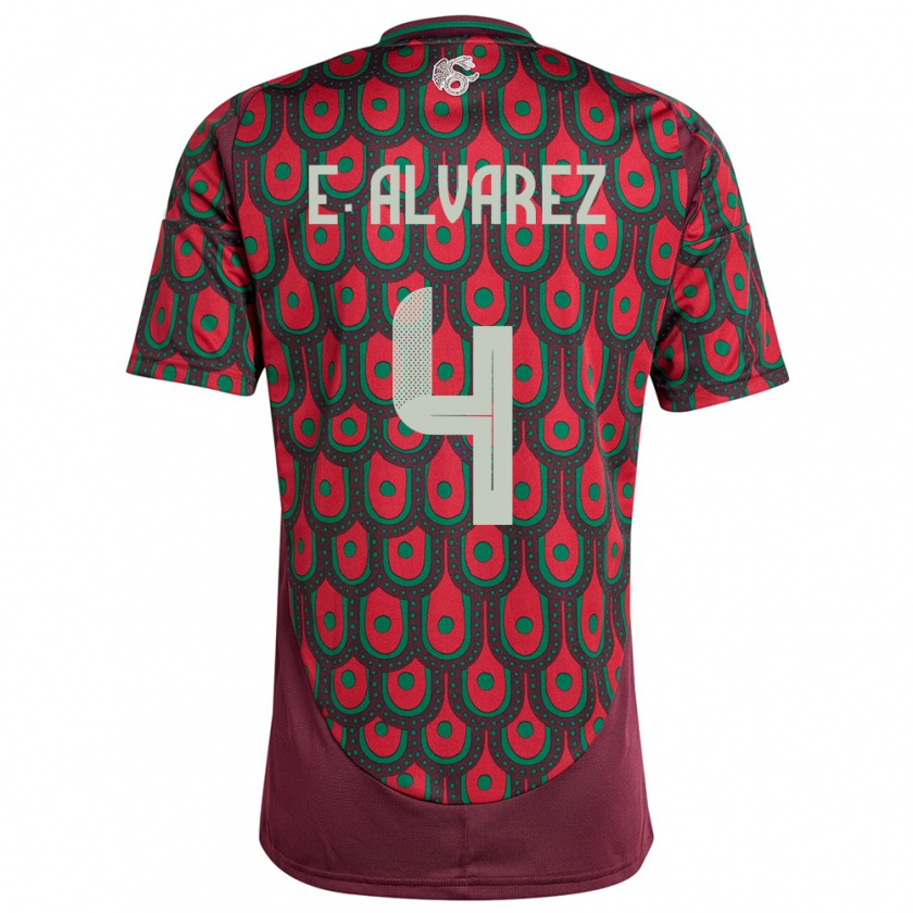 Kandiny Enfant Maillot Mexique Edson Alvarez #4 Bordeaux Tenues Domicile 24-26 T-Shirt