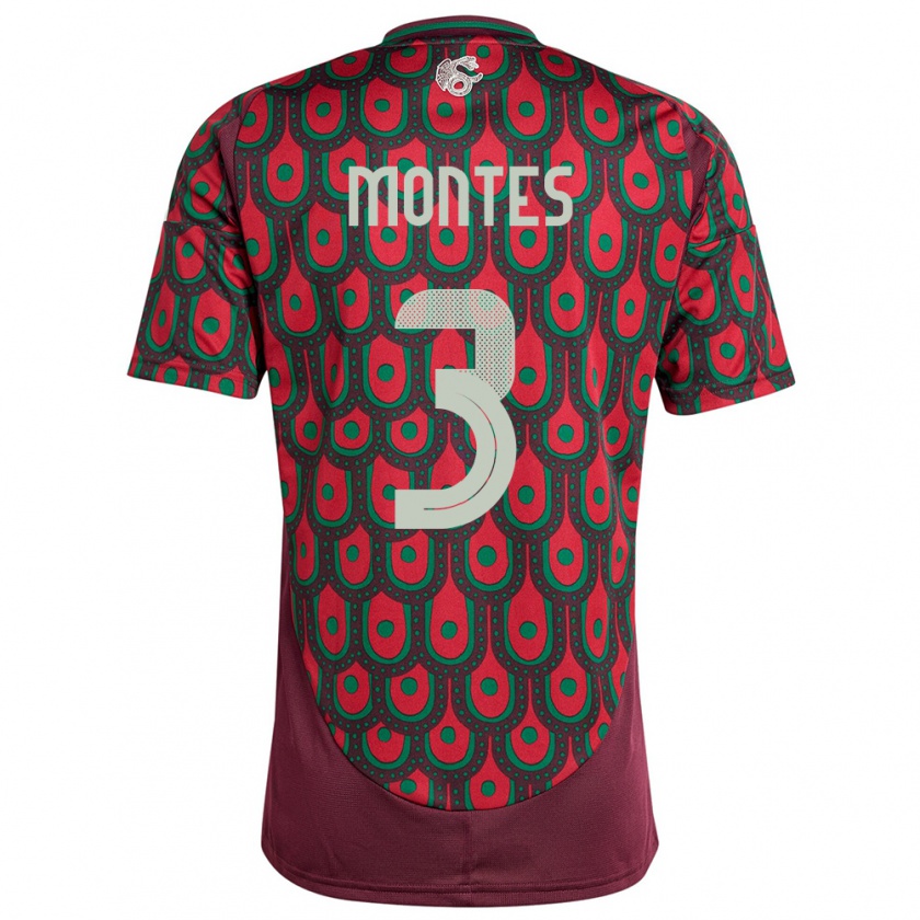 Kandiny Enfant Maillot Mexique Cesar Montes #3 Bordeaux Tenues Domicile 24-26 T-Shirt