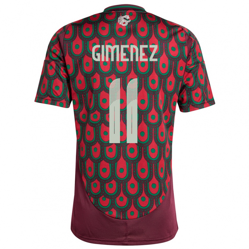 Kandiny Enfant Maillot Mexique Santiago Gimenez #11 Bordeaux Tenues Domicile 24-26 T-Shirt