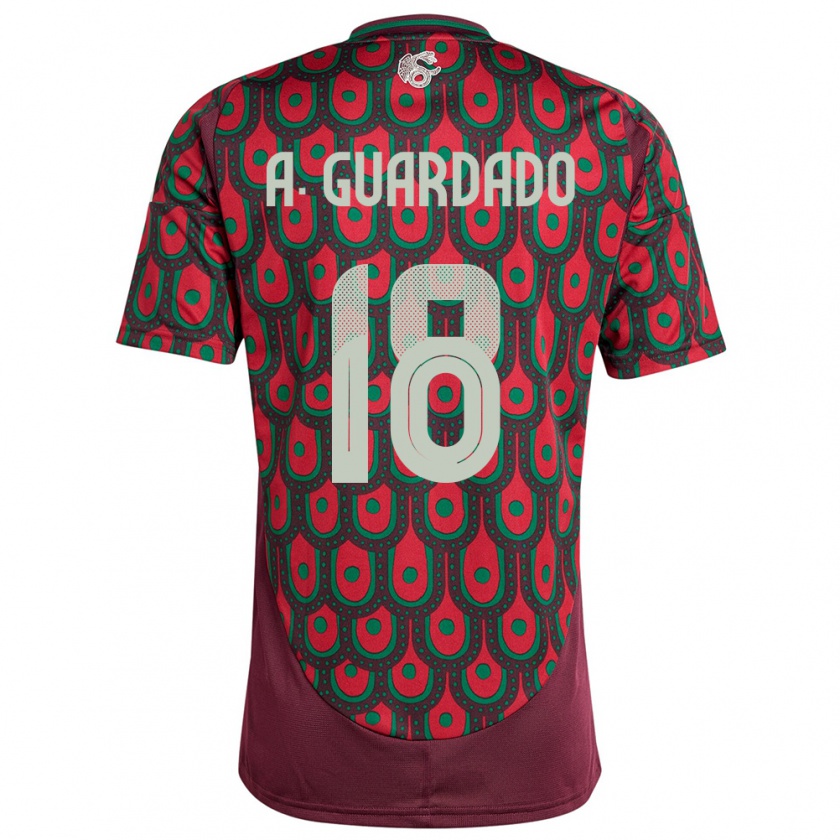 Kandiny Enfant Maillot Mexique Andres Guardado #18 Bordeaux Tenues Domicile 24-26 T-Shirt