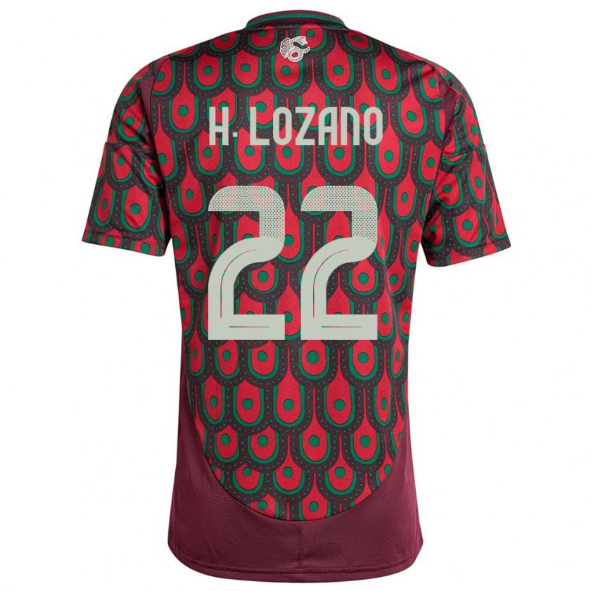 Kandiny Enfant Maillot Mexique Hirving Lozano #22 Bordeaux Tenues Domicile 24-26 T-Shirt