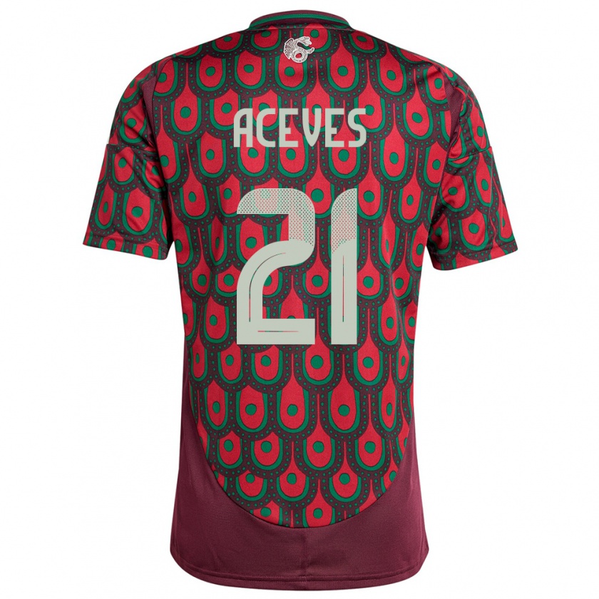 Kandiny Enfant Maillot Mexique Daniel Aceves #21 Bordeaux Tenues Domicile 24-26 T-Shirt