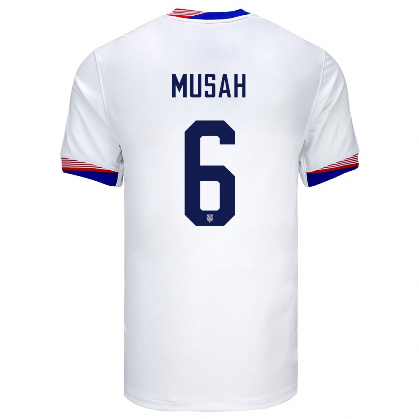 Kandiny Enfant Maillot États-Unis Yunus Musah #6 Blanc Tenues Domicile 24-26 T-Shirt