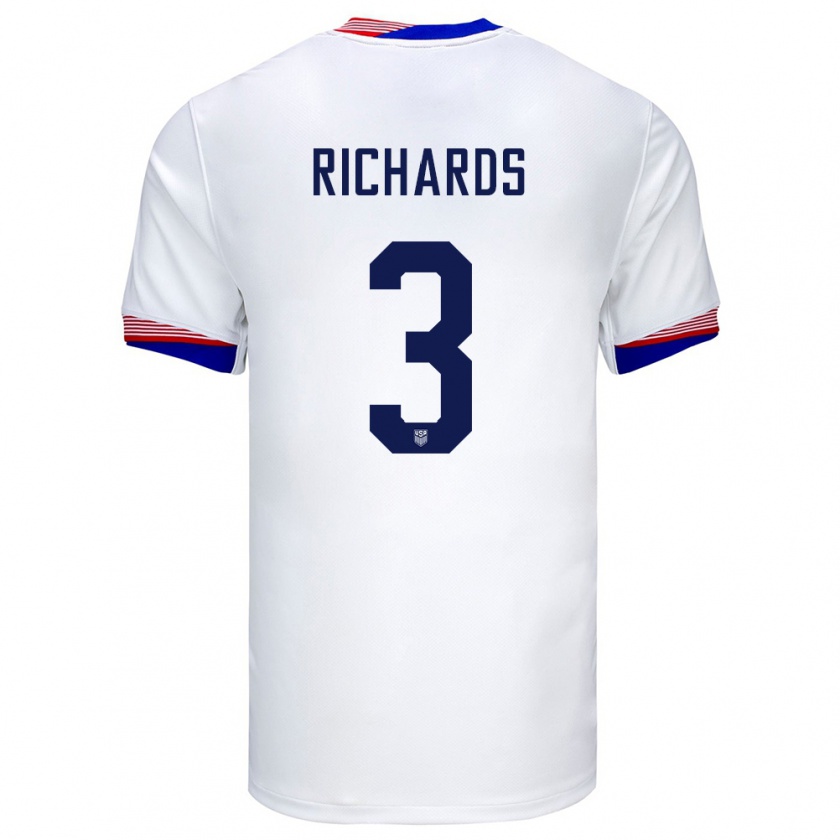 Kandiny Enfant Maillot États-Unis Chris Richards #3 Blanc Tenues Domicile 24-26 T-Shirt