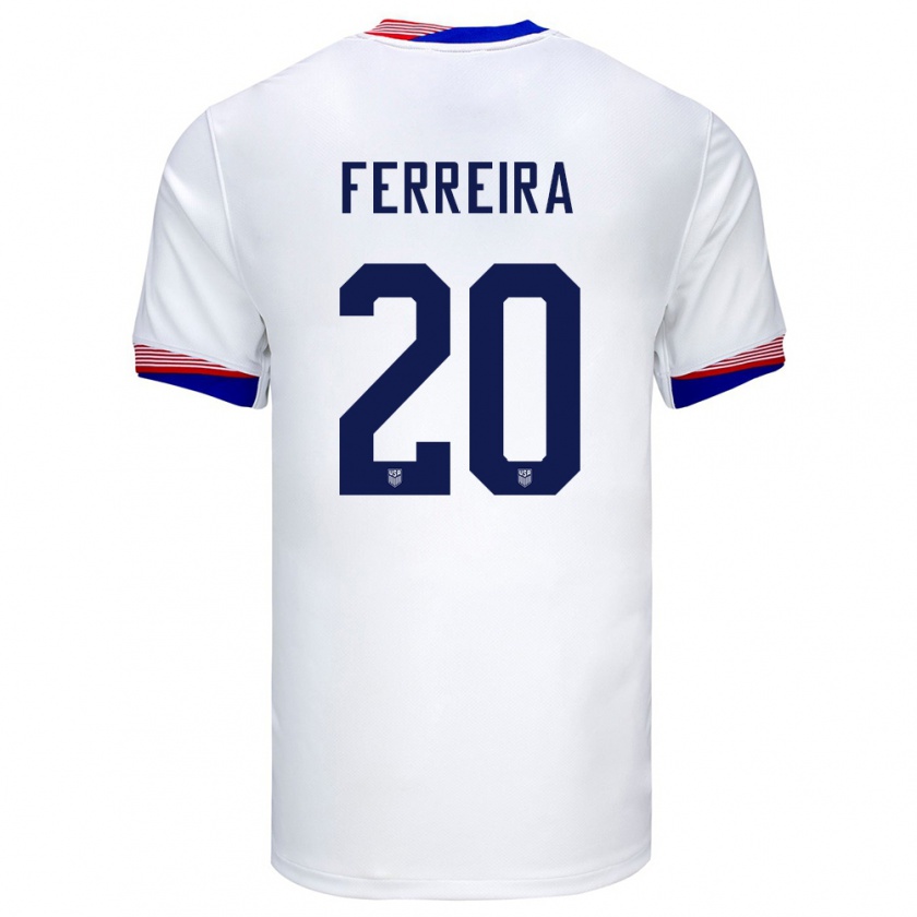 Kandiny Enfant Maillot États-Unis Jesus Ferreira #20 Blanc Tenues Domicile 24-26 T-Shirt