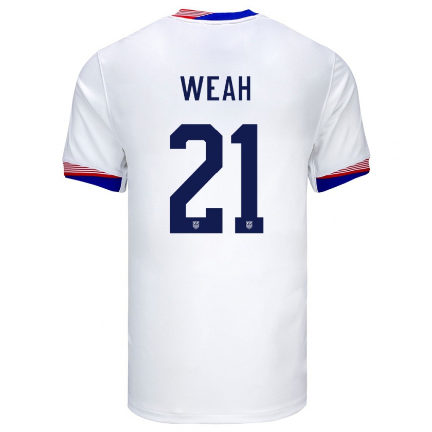 Kandiny Enfant Maillot États-Unis Timothy Weah #21 Blanc Tenues Domicile 24-26 T-Shirt