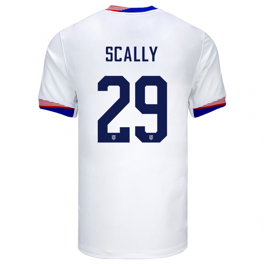 Kandiny Enfant Maillot États-Unis Joseph Scally #29 Blanc Tenues Domicile 24-26 T-Shirt