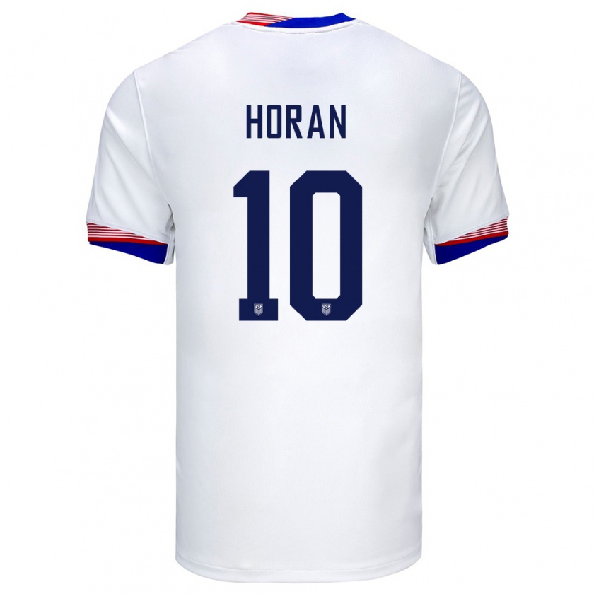 Kandiny Enfant Maillot États-Unis Lindsey Horan #10 Blanc Tenues Domicile 24-26 T-Shirt