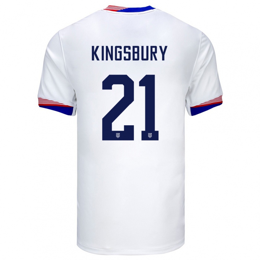 Kandiny Enfant Maillot États-Unis Aubrey Kingsbury #21 Blanc Tenues Domicile 24-26 T-Shirt