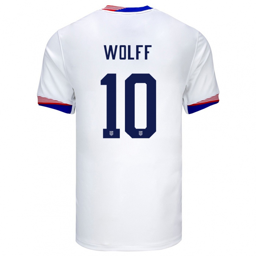 Kandiny Enfant Maillot États-Unis Owen Wolff #10 Blanc Tenues Domicile 24-26 T-Shirt
