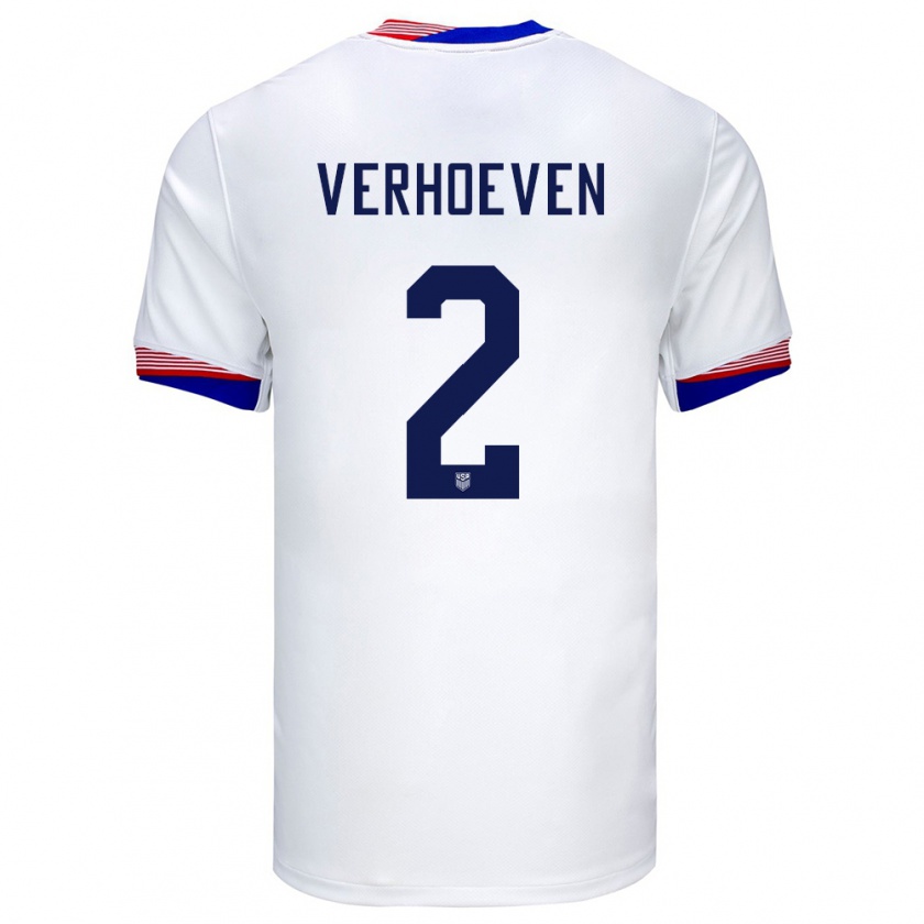 Kandiny Enfant Maillot États-Unis Oscar Verhoeven #2 Blanc Tenues Domicile 24-26 T-Shirt