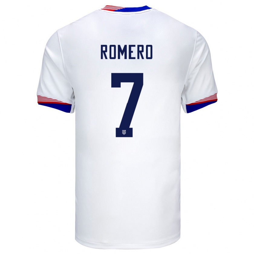 Kandiny Enfant Maillot États-Unis Brian Romero #7 Blanc Tenues Domicile 24-26 T-Shirt