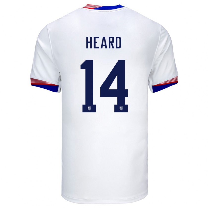 Kandiny Enfant Maillot États-Unis Aaron Heard #14 Blanc Tenues Domicile 24-26 T-Shirt