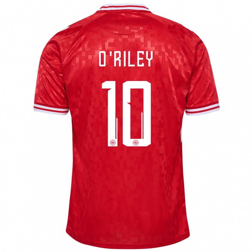 Kandiny Enfant Maillot Danemark Matt O'riley #10 Rouge Tenues Domicile 24-26 T-Shirt