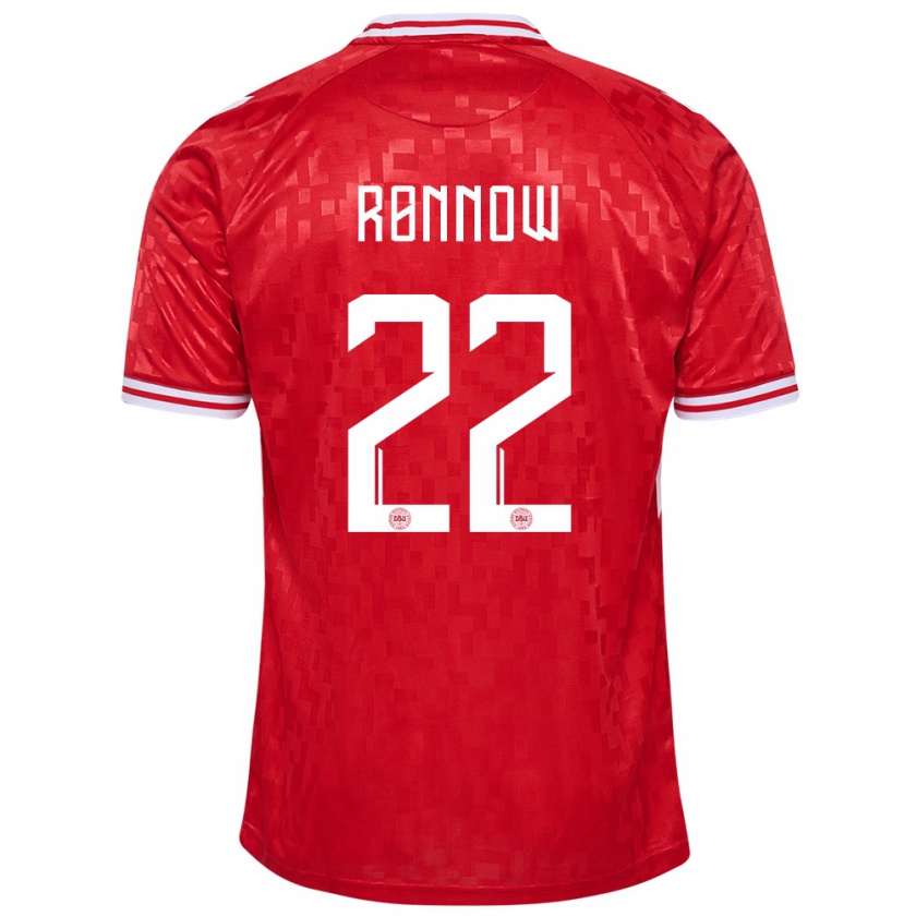 Kandiny Enfant Maillot Danemark Frederik Rønnow #22 Rouge Tenues Domicile 24-26 T-Shirt