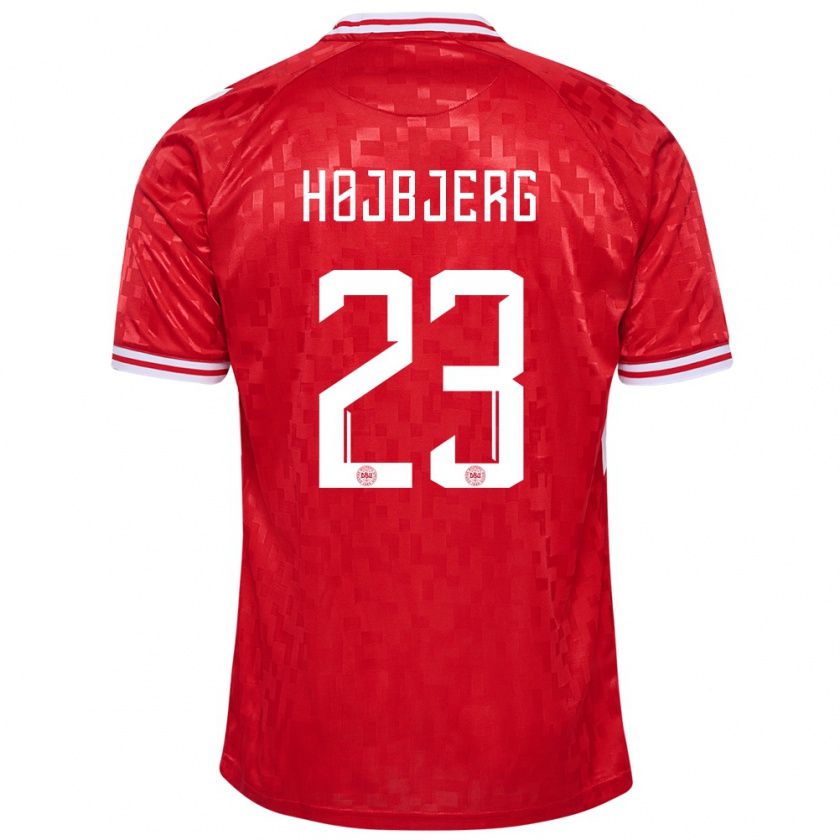 Kandiny Enfant Maillot Danemark Pierre-Emile Højbjerg #23 Rouge Tenues Domicile 24-26 T-Shirt