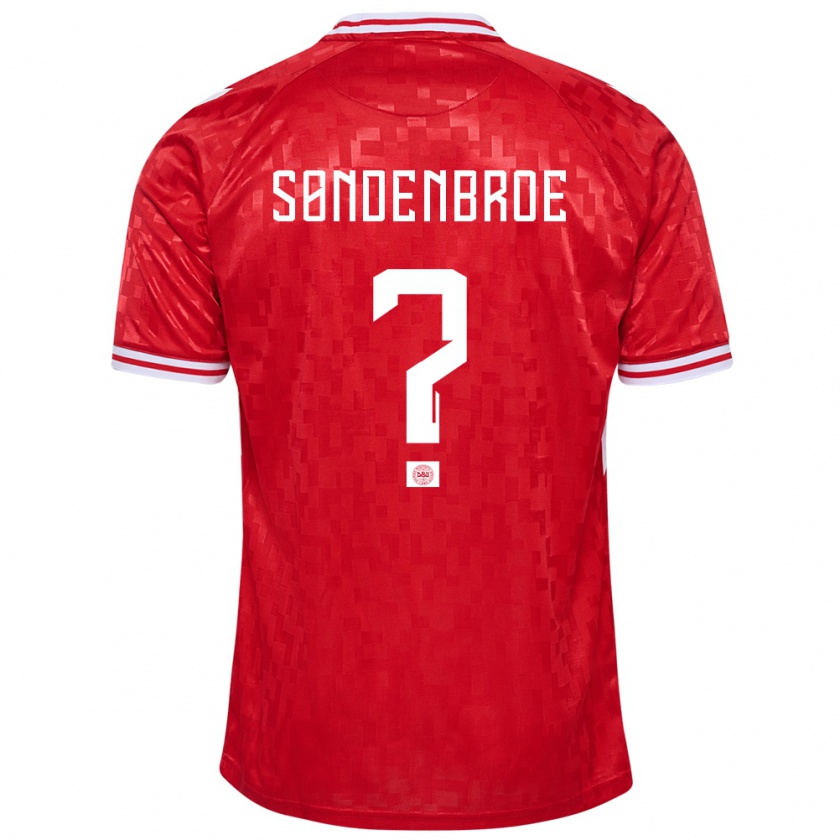 Kandiny Enfant Maillot Danemark Andreas Søndenbroe #0 Rouge Tenues Domicile 24-26 T-Shirt