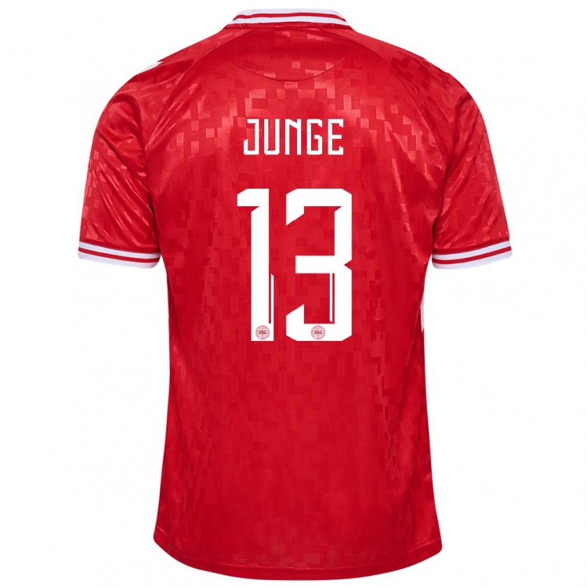 Kandiny Enfant Maillot Danemark Sofie Junge #13 Rouge Tenues Domicile 24-26 T-Shirt