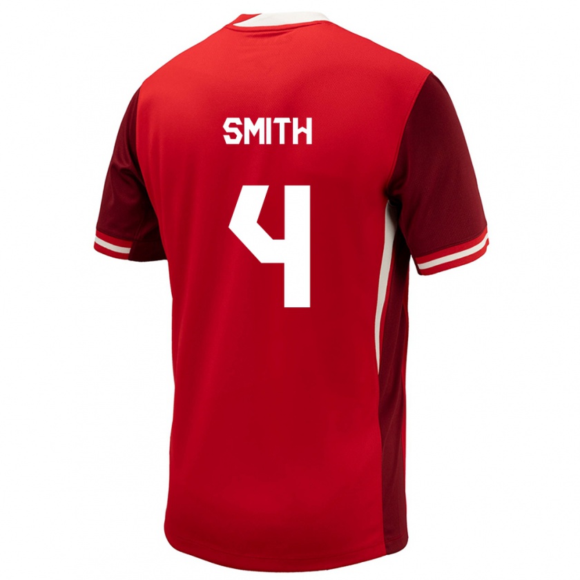 Kandiny Enfant Maillot Canada Justin Smith #4 Rouge Tenues Domicile 24-26 T-Shirt