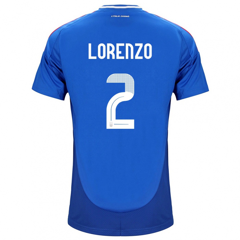 Kandiny Enfant Maillot Italie Giovanni Di Lorenzo #2 Bleu Tenues Domicile 24-26 T-Shirt