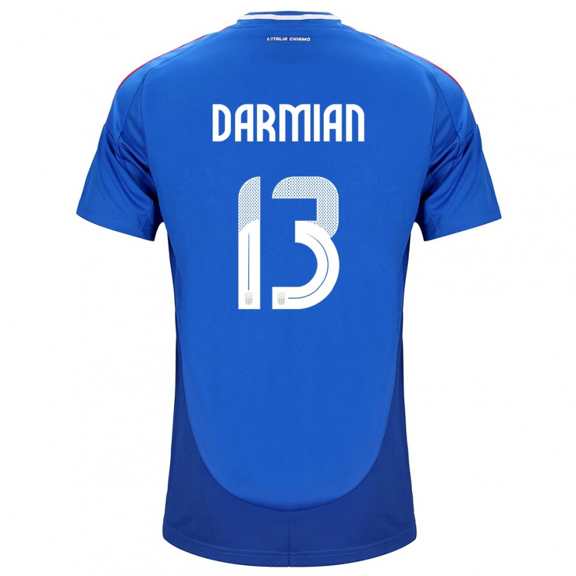 Kandiny Enfant Maillot Italie Matteo Darmian #13 Bleu Tenues Domicile 24-26 T-Shirt