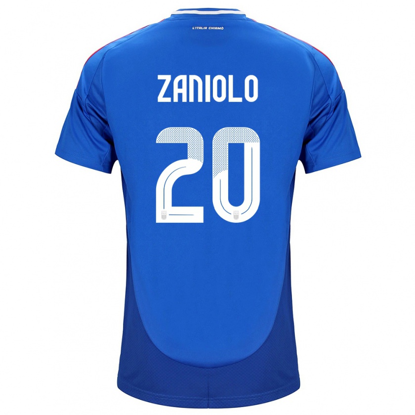 Kandiny Enfant Maillot Italie Nicolò Zaniolo #20 Bleu Tenues Domicile 24-26 T-Shirt