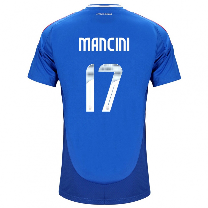 Kandiny Enfant Maillot Italie Gianluca Mancini #17 Bleu Tenues Domicile 24-26 T-Shirt