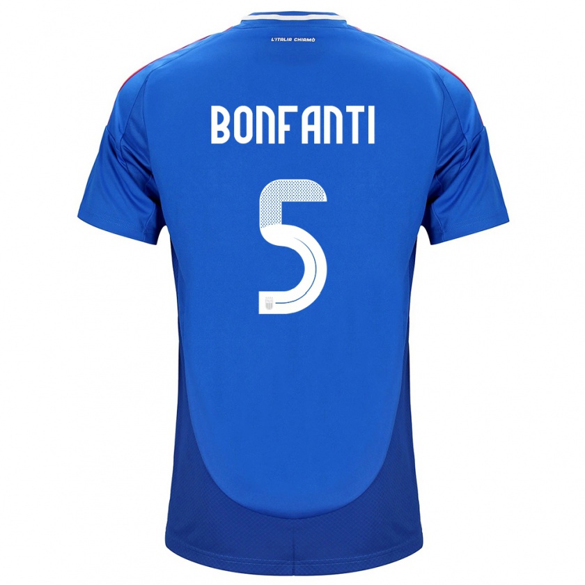 Kandiny Enfant Maillot Italie Giovanni Bonfanti #5 Bleu Tenues Domicile 24-26 T-Shirt