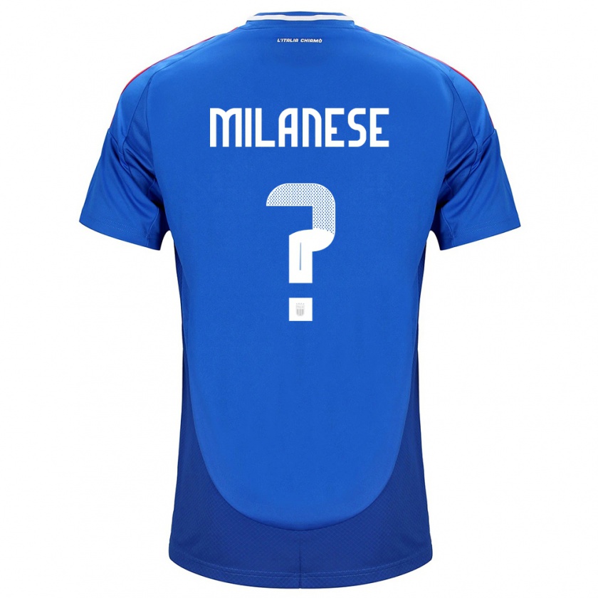 Kandiny Enfant Maillot Italie Tommaso Milanese #0 Bleu Tenues Domicile 24-26 T-Shirt