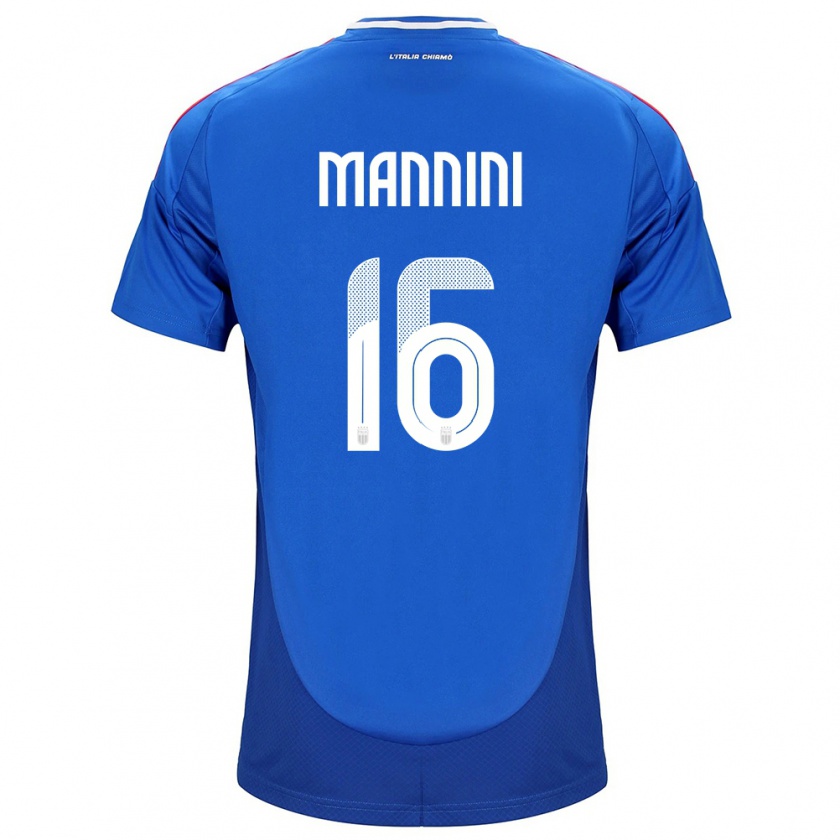 Kandiny Enfant Maillot Italie Mattia Mannini #16 Bleu Tenues Domicile 24-26 T-Shirt