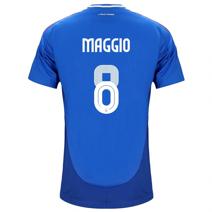 Kandiny Enfant Maillot Italie Luca Di Maggio #8 Bleu Tenues Domicile 24-26 T-Shirt