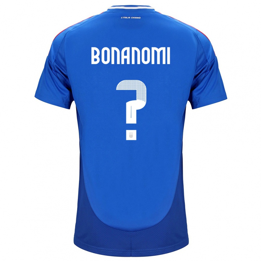 Kandiny Enfant Maillot Italie Andrea Bonanomi #0 Bleu Tenues Domicile 24-26 T-Shirt