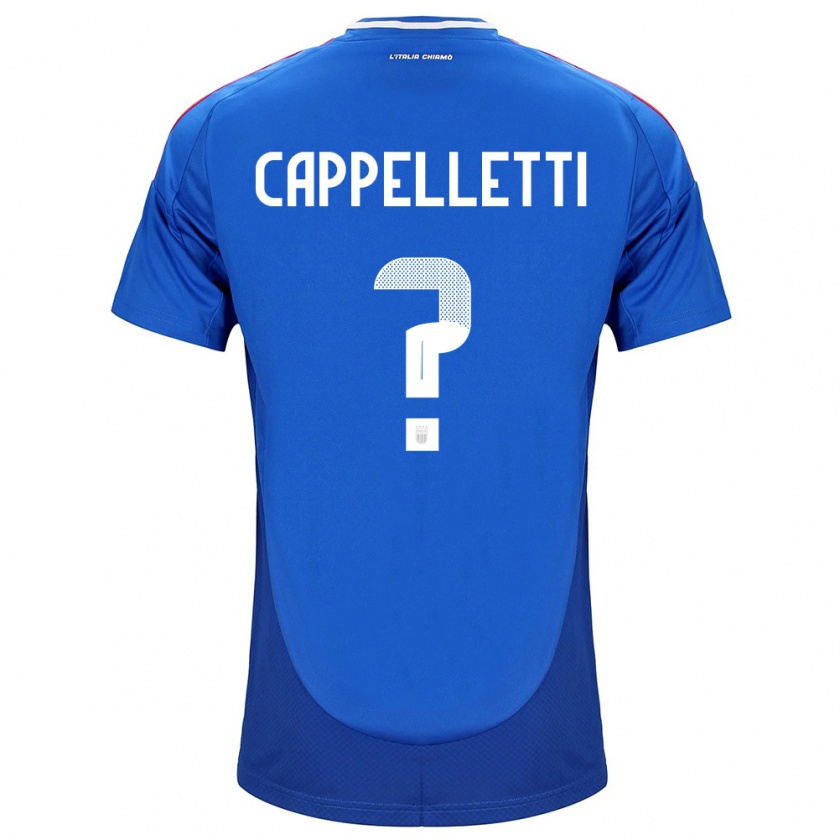 Kandiny Enfant Maillot Italie Mattia Cappelletti #0 Bleu Tenues Domicile 24-26 T-Shirt