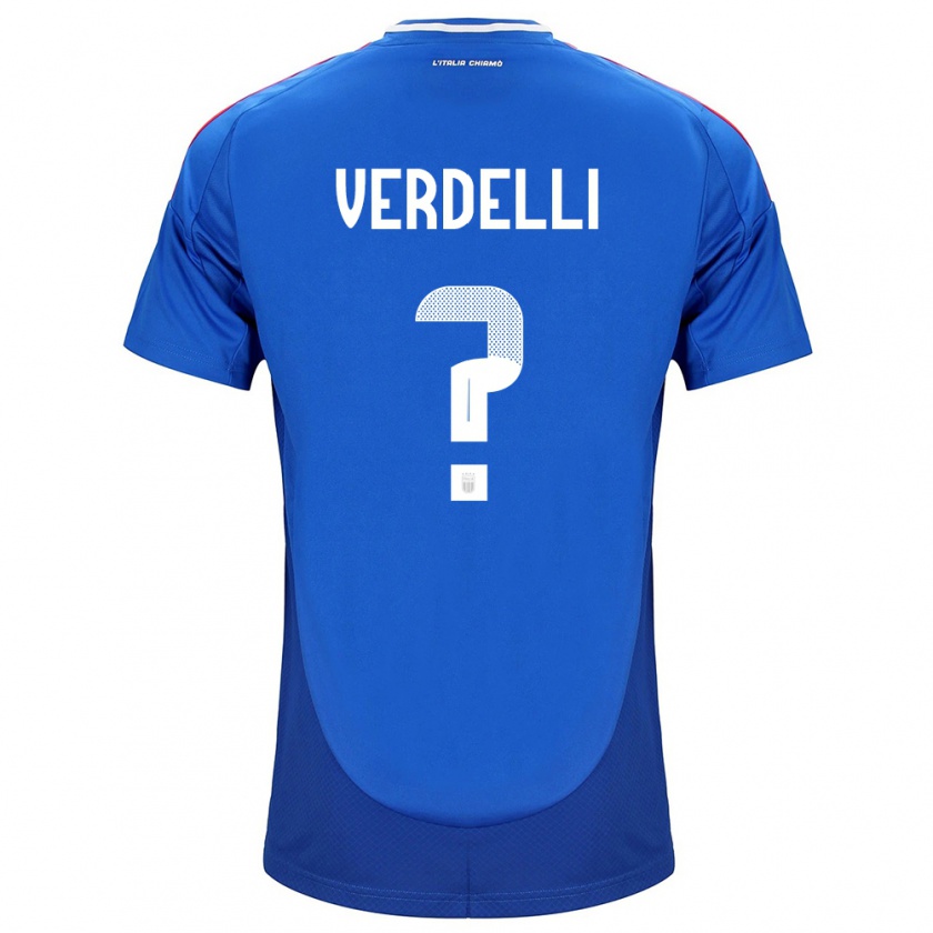 Kandiny Enfant Maillot Italie Davide Verdelli #0 Bleu Tenues Domicile 24-26 T-Shirt